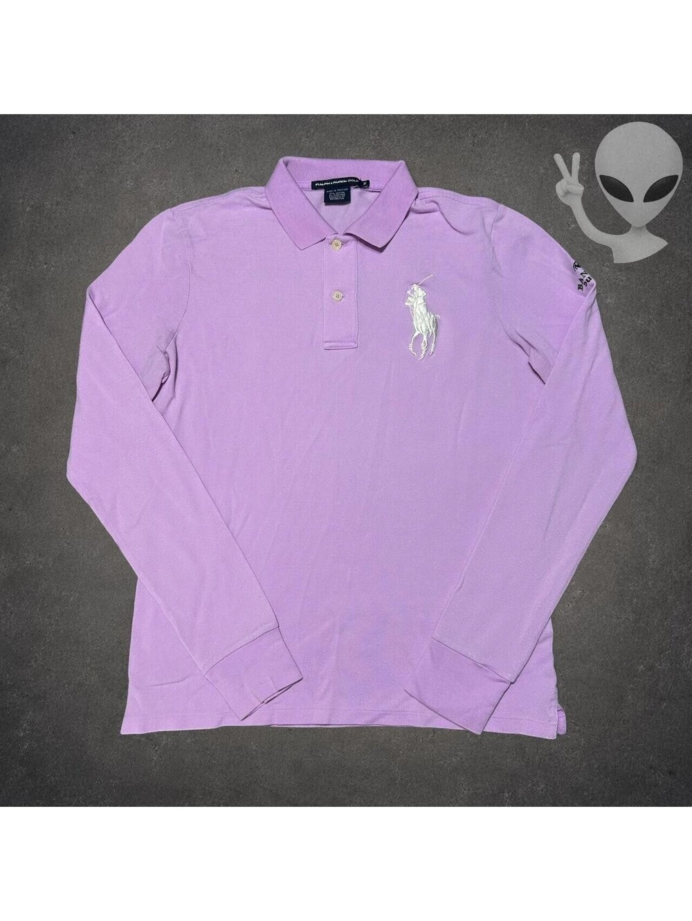Ralph Lauren Big Pony Long-Sleeve Polo Shirt Womens US M Light Purple